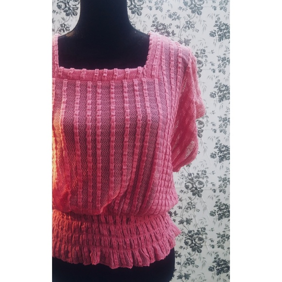 HP - Candie's Pink Ribbed-Knit Tunic Top B… - Picture 2 of 3